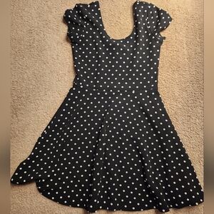 Planet Gold Black and White Polka Dot Dress